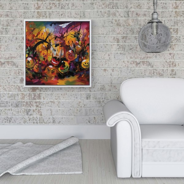 Warren Reed Abstract Halloween Painting Framed Canvas