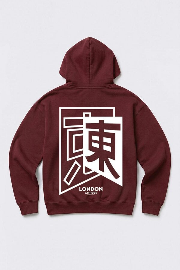 London Attitude Relaxed Fit Japanese Inspired  Graphic Hoodie