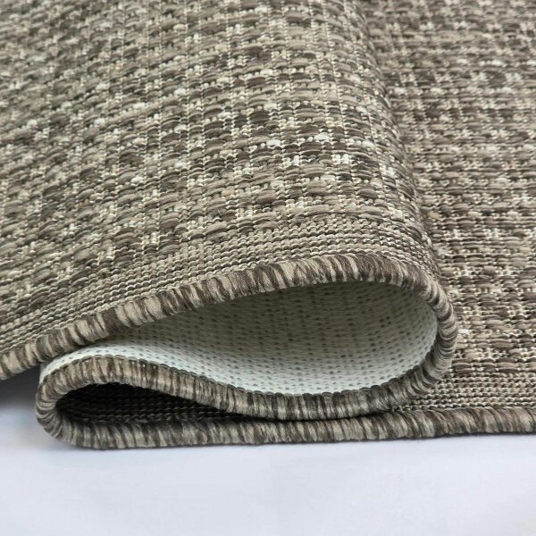 Viva Rugs Taupe Brown Plain Runner Rug Non-Slip Flat Weave Kitchen Hallway Carpet