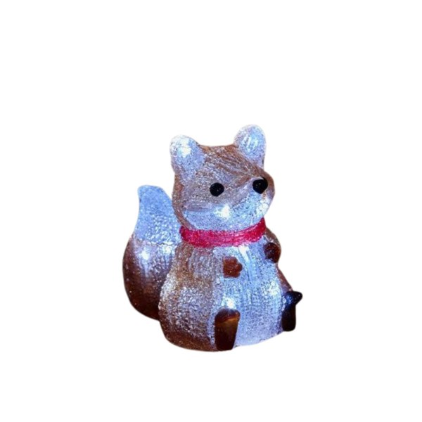Samuel Alexander 14cm Battery Operated Light up Christmas Ice Fox with 12 Cool White LEDs