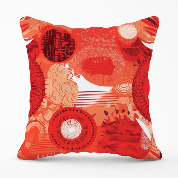 Warren Reed Abstract Red Sun pattern Cushions