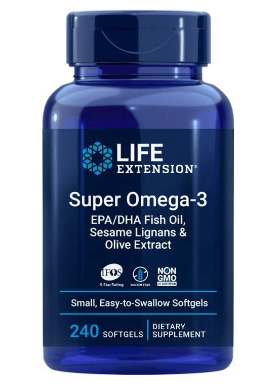 Life Extension Super Omega-3 EPA/DHA Fish Oil, Sesame Lignans & Olive Extract - 240 softgels