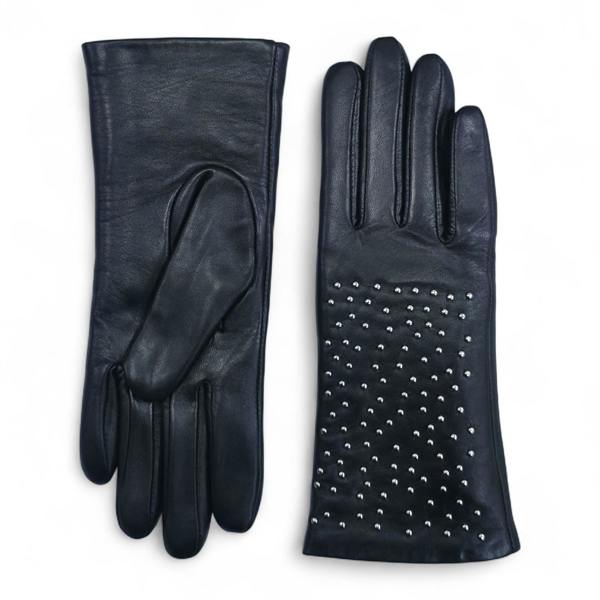 Infinity Leather Womens Italian Leather Winter Studded Design Soft Wool Lining Gloves - L-GLV-601