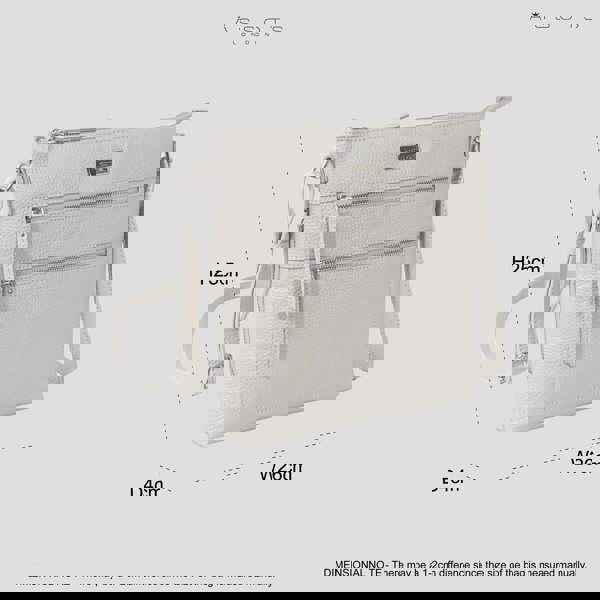 Assots London 'CORI' Ice Grey Pebble Grain Real Leather Crossbody Bag