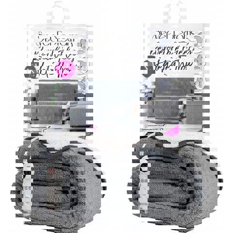 Sweet Dreams Heated Throw Electric Fleece, 9 Heat and 9 Timer Auto Shut Off - Digital Control - Machine Washable