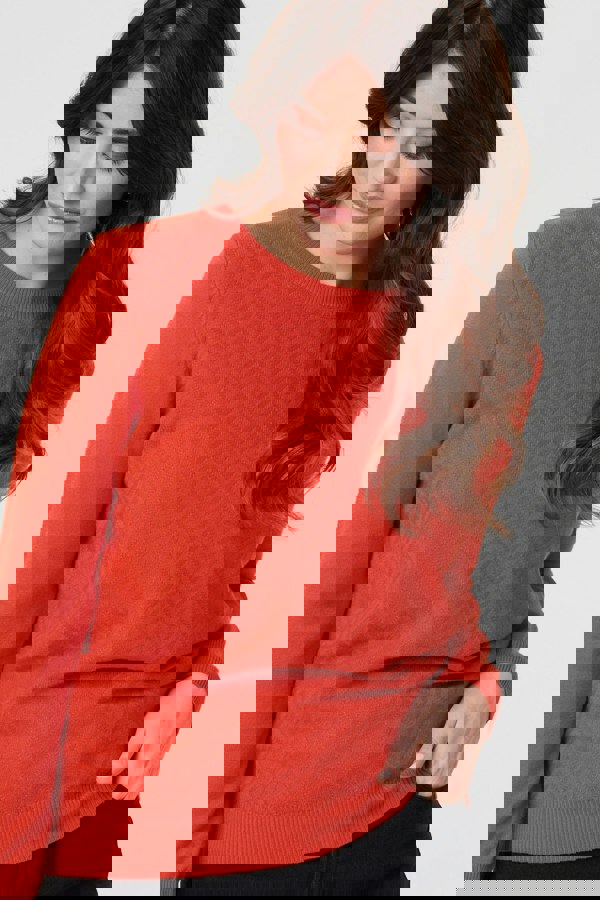 Orange | Chevron Soft Knit Long Sleeve Jumper
