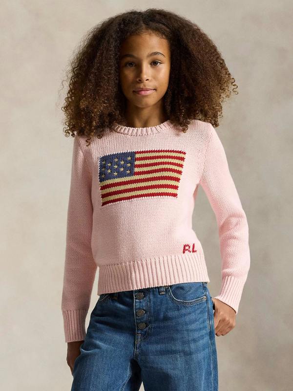 Ralph Lauren Kids Ralph Lauren Girls USA Flag Jumper in Pink