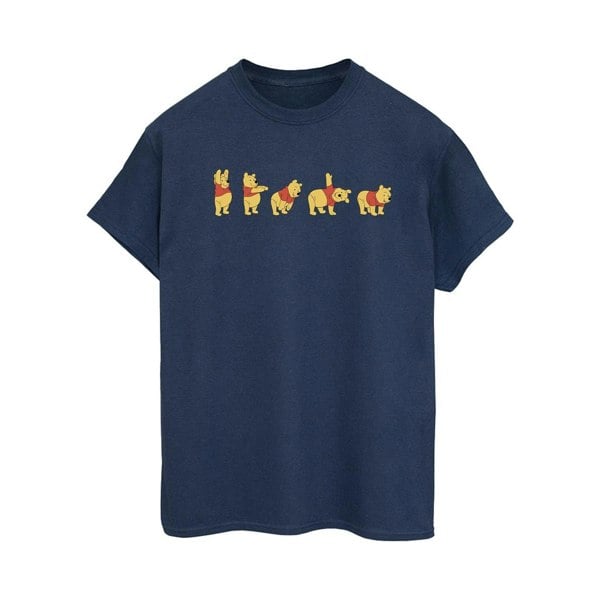 Disney Womens/Ladies Winnie The Pooh Stretching Cotton Boyfriend T-Shirt - Navy Blue