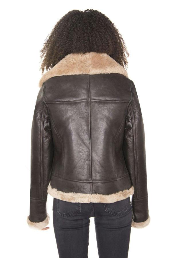 Infinity Leather Womens Brown B3 Sheepskin Leather Flying Jacket-Kayseri
