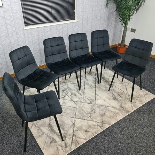 Kosy Koala Dining Chairs Set of 6 Black Velvet Kitchen Chairs