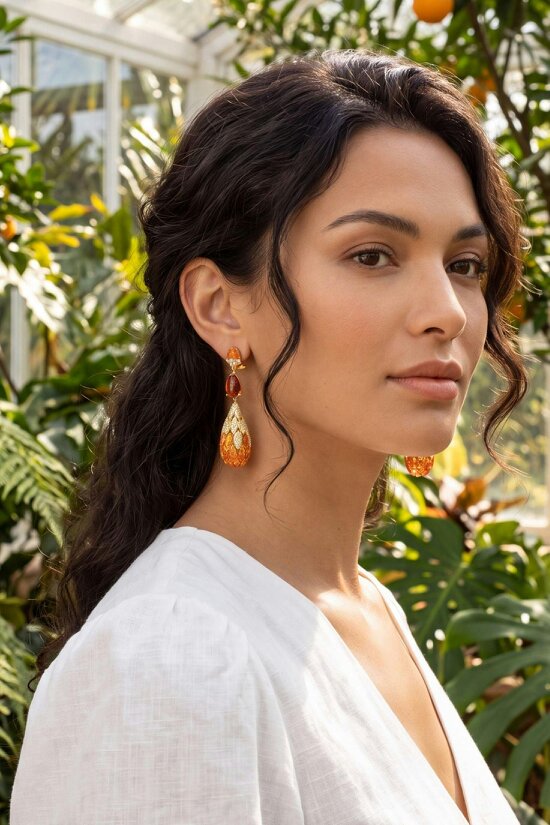 Latelita Carmen Fire Opal Drop Earrings Gold