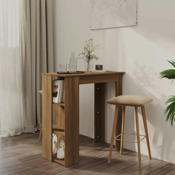 Berkfield Bar Table with Shelf Brown Oak 102x50x103.5 cm Engineered Wood