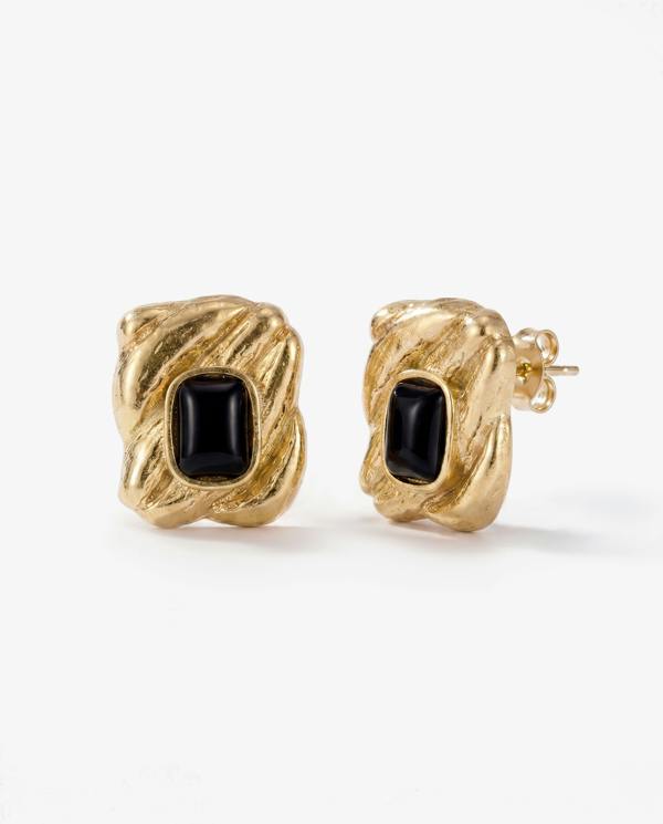 Elk & Bloom Chunky 14K Gold Molten Wave Stud Earrings
