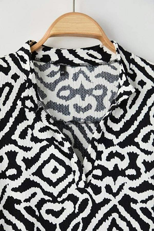 WOVCOR Polo Collar Crinkle Knit Plus Size Dress