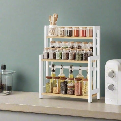 Modcraft 3 Tier Spice Rack Kitchen Countertop Storage Shelf Natural for Herbs