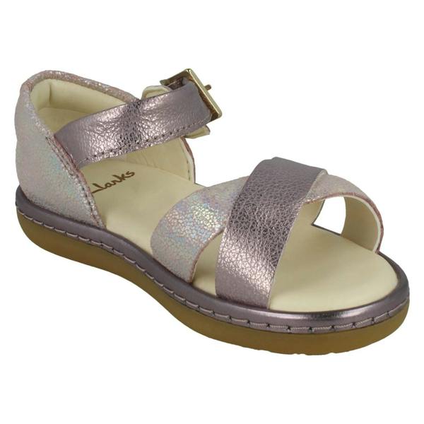 Clarks Girls Clarks Cross Detailed Sandals Skylark Pure T