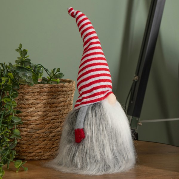 Samuel Alexander 34cm Festive Gonk Cuddly Santa Indoor Christmas Plush Decoration in Striped Hat