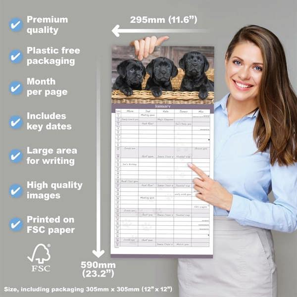 Black Labs Family Organiser 2027, Family Planners, Month To View, Dogs, Gift