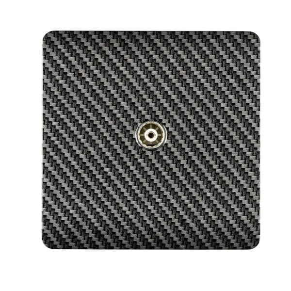 Trendi Switch 1 Gang Female Co-Axial Television Socket in Carbon Brushed Steel