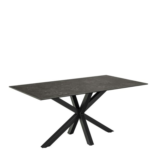 Wyld Haus Perth 160cm 6 Seater Black Ceramic Dining Table Industrial Black Metal Legs