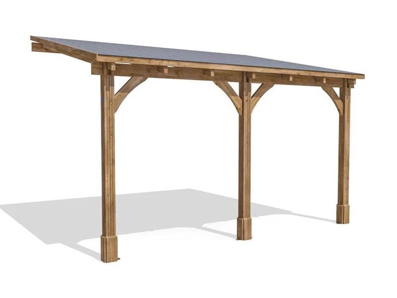 Dunster House Lean To Wooden Gazebo Canopy Kit 4m x 3m Patio Garden Shelter with Roof Shingles Leviathan