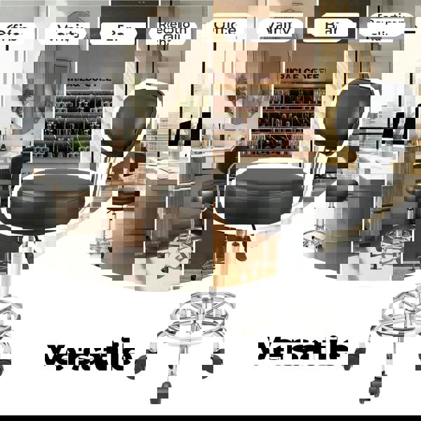 Levede Swivel Drafting Chair Round Rolling Bar Stool Leather Adjustable Office