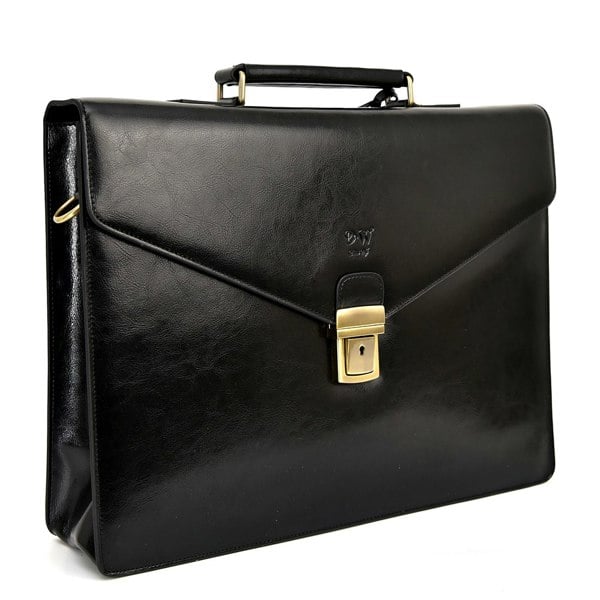 David WeJ Smooth Leather Briefcase - Black