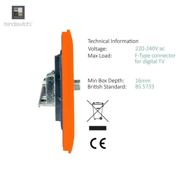 Trendi Switch 1 Gang Male F-Type Satellite Television Socket in Copper