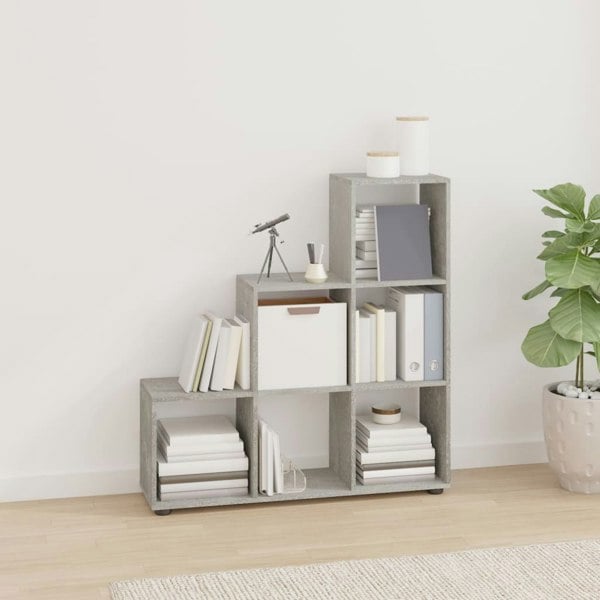 Berkfield Staircase Bookcase Concrete Grey 107 cm Engineered Wood