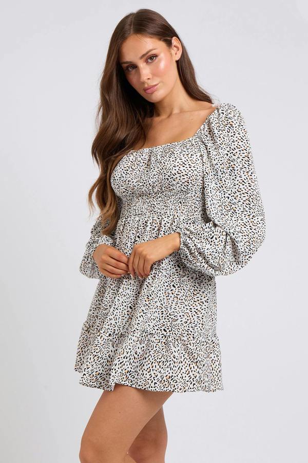 Urban Bliss Bonnie Animal Shirred Waist Dress