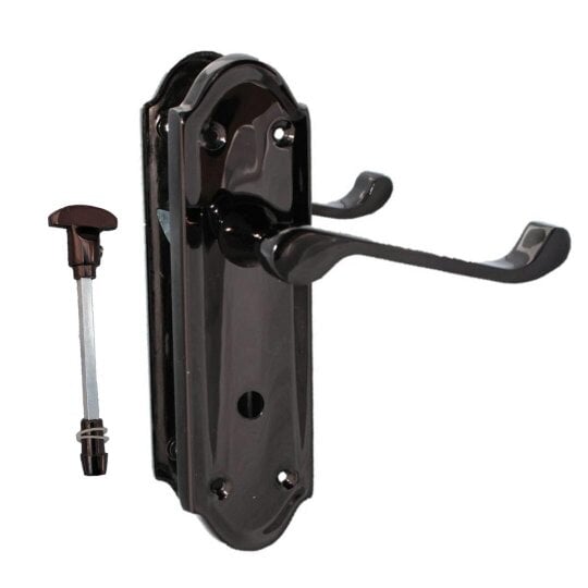 EDH Door Hardware Victorian Black Nickel Ashford Interior Door Handles BATH, LOCK & LATCH Scroll. - Bath Handles