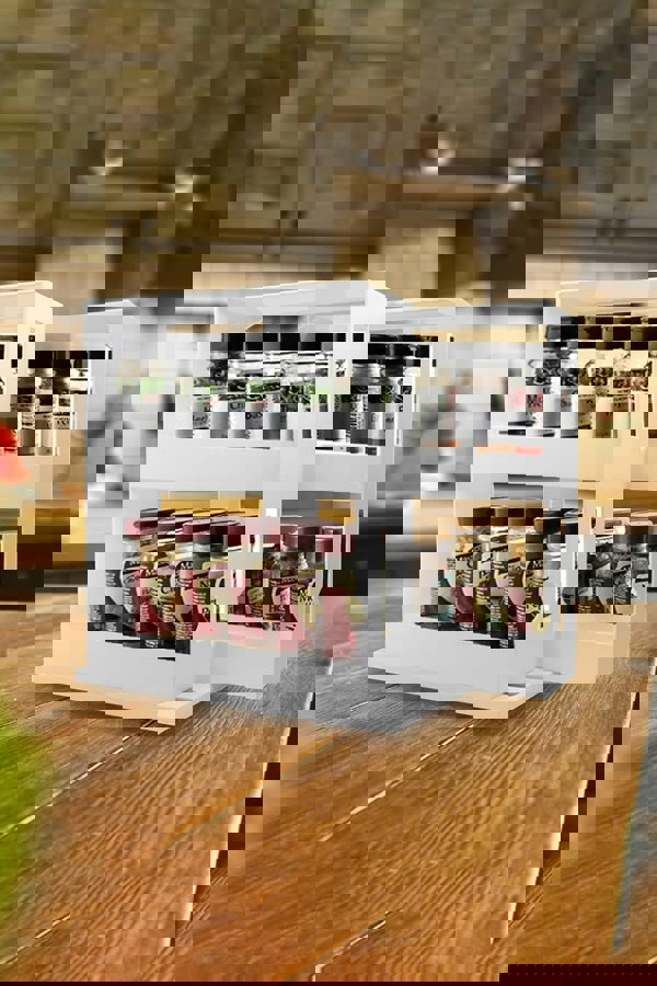 Living and Home 2-Tier&2-Row Rotating Jars Spice Rack Kitchen Storage Holder Shelf Cabinet Organizer