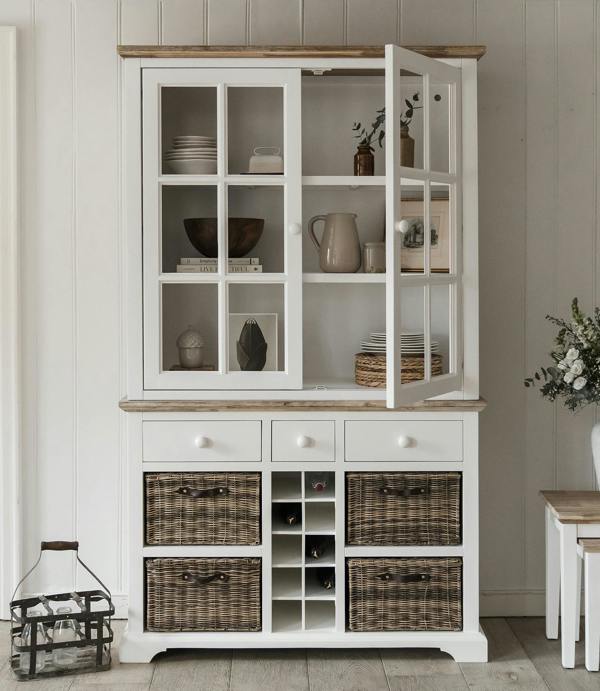 Statement Furniture Florence Wooden Sideboard with Wine Rack, 3 Drawers and Storage Baskets