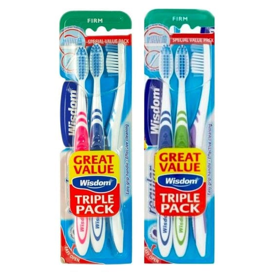 Wisdom 2 Packs x 3 Pcs Regular Plus Triple Firm Toothbrush