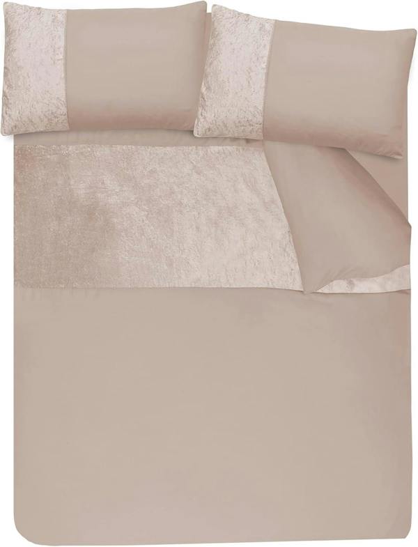 Smart Living Soft & Elegant Cosy Velvet Cuff Panel Duvet Cover Set with Pillowcases