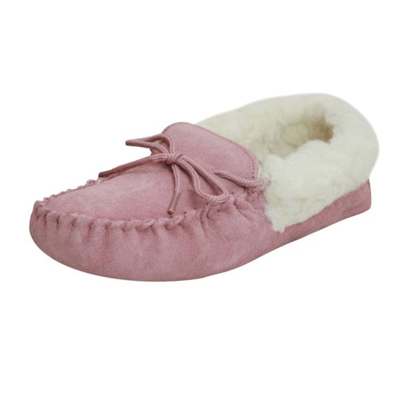 Eastern Counties Leather Womens/Ladies Soft Sole Wool Lined Moccasins - Pink