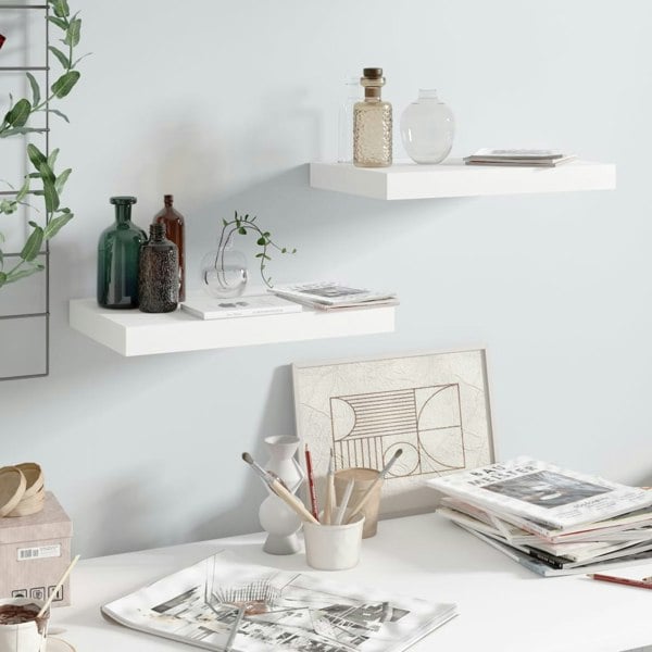 Berkfield Floating Wall Shelves 2 pcs High Gloss White 40x23x3.8 cm MDF