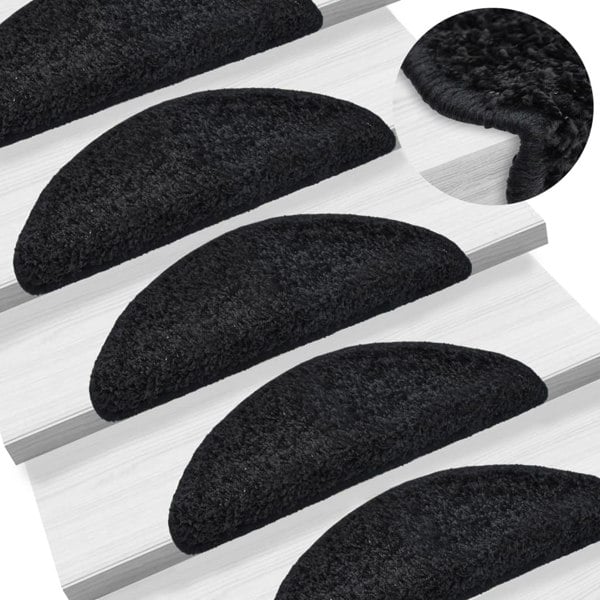 Berkfield Stair Mats 10 pcs 56x17x3 cm Black