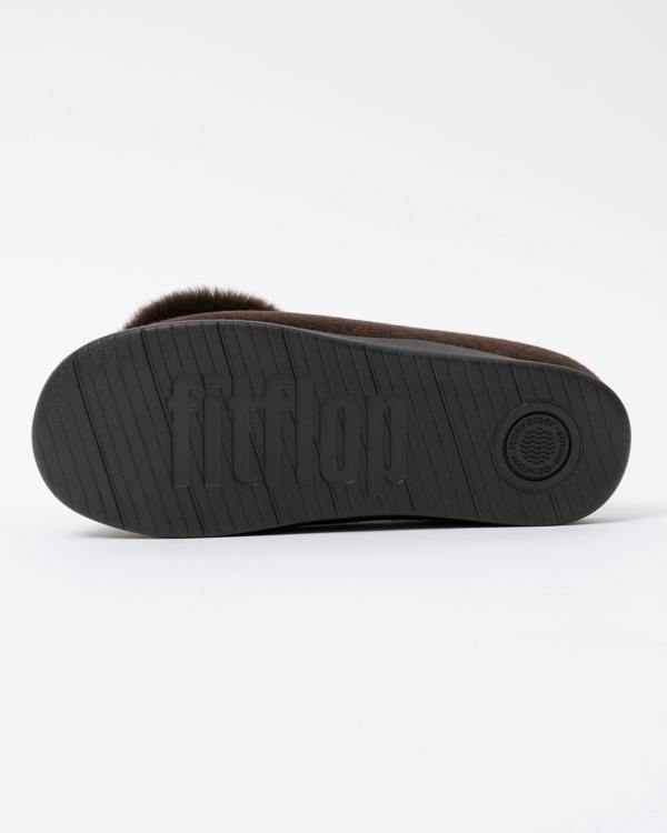 Sole of the FitFlop IQ-Snug Womens Felt Pom Pom Slipper - Chocolate Brown 167