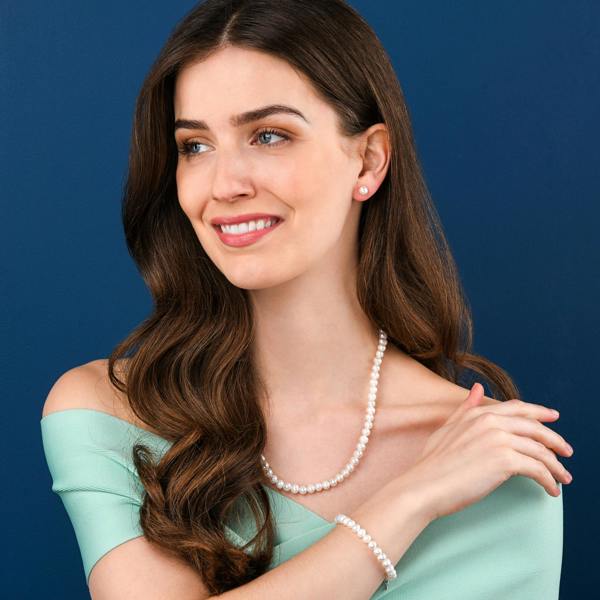 namana 20-inch Long Freshwater Pearl Necklace in 925 Sterling Silver for Women