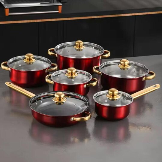 Havendro 12PCS Induction Non Stick Stainless Steel Cookware Cooking Pot Pan