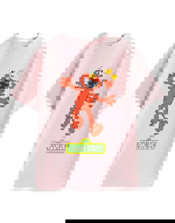 Sesame Street Girls Pink Elmo Hearts Short Sleeved T-Shirt