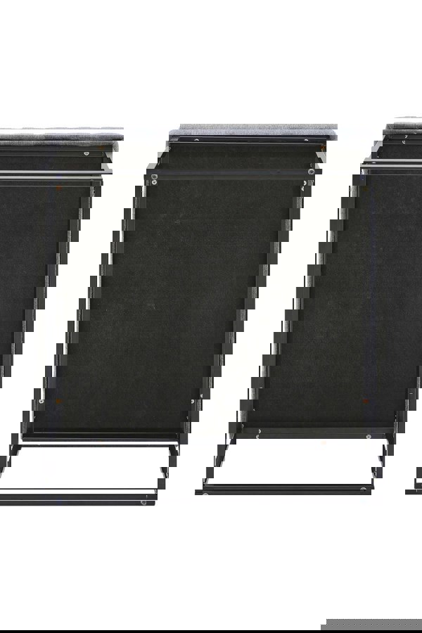 Living and Home Square Linen Footstool with Metal Frame