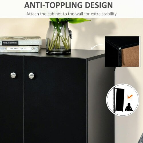 Wyld Haus Cosofi Black Wood Freestanding Storage Cabinet 2 Doors 2 Shelves