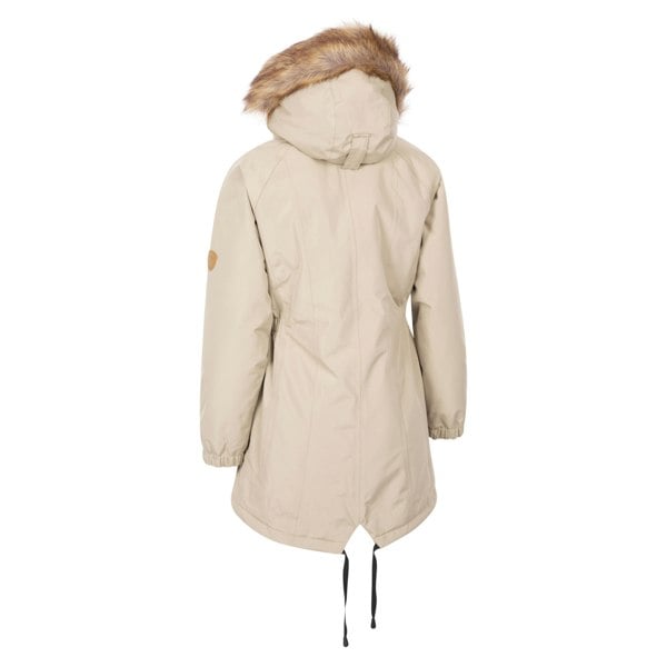 Trespass Women's Celebrity Insulated Longer Length Fleeced Lined Parka Jacket - Oatmilk