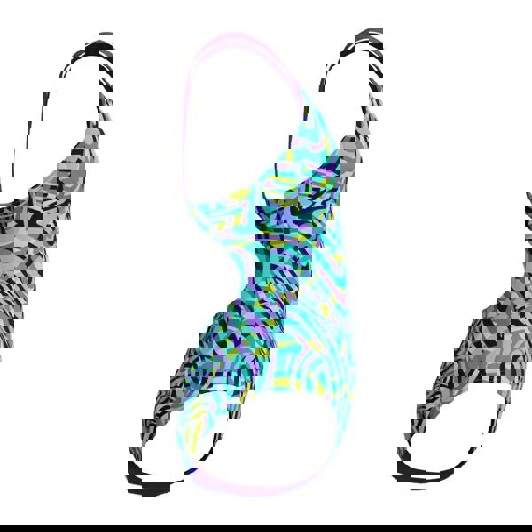 Speedo girls digital allover splashback swimsuit in blue green with purple trim