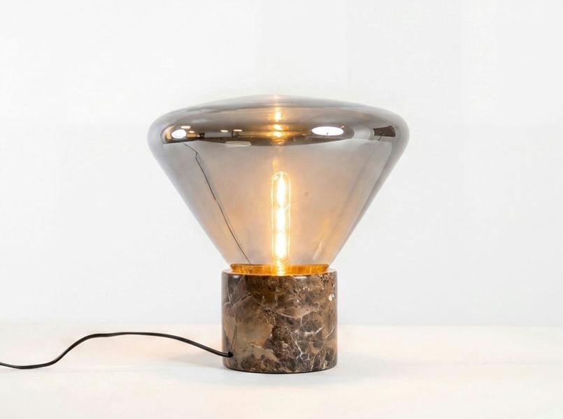 Angel Cerdá Table lamp in grey smoked mirror-effect glass and porcelain marble 8115