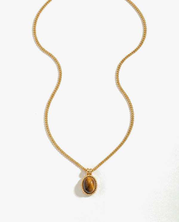 Elk & Bloom 14K Gold Drop Earth Stone Pendant Necklace