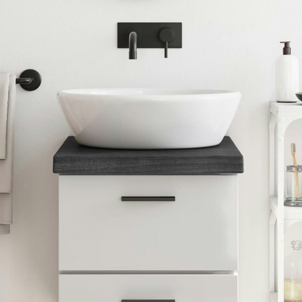 Berkfield Bathroom Countertop Dark Grey 40x60x6 cm Treated Solid Wood