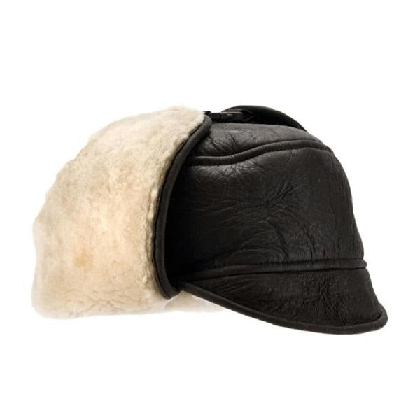 Eastern Counties Leather Mens Harrison Aviator Sheepskin Hat - Dark Brown Forest